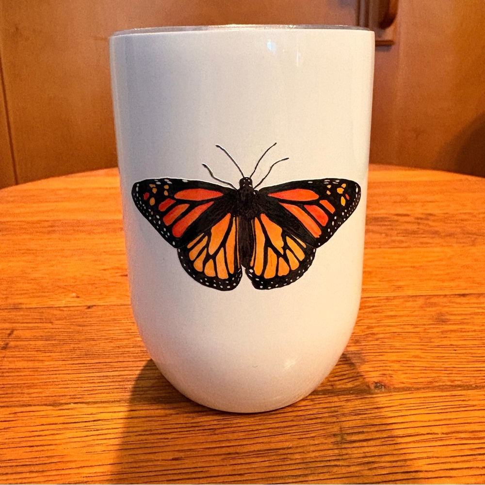Monarch Butterfly Design White Short Tumblr